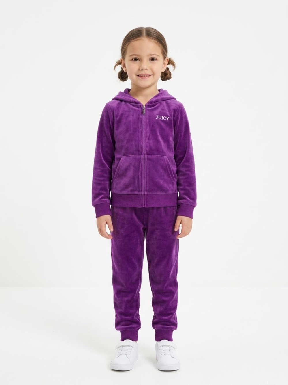 JUICY COUTURE Purple Velour Tracksuit Set Size 6 Girls Kids Hoodie Pants EUC